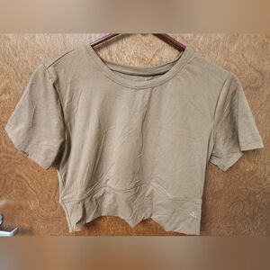 Tan Crop Top Stretchy Pilates Workout Top